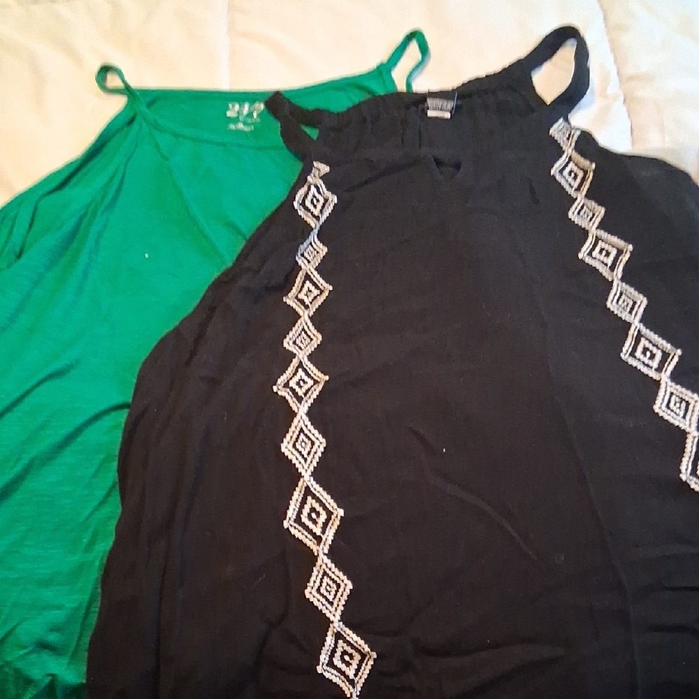 Stylish Black and Green Women's Tops. Green